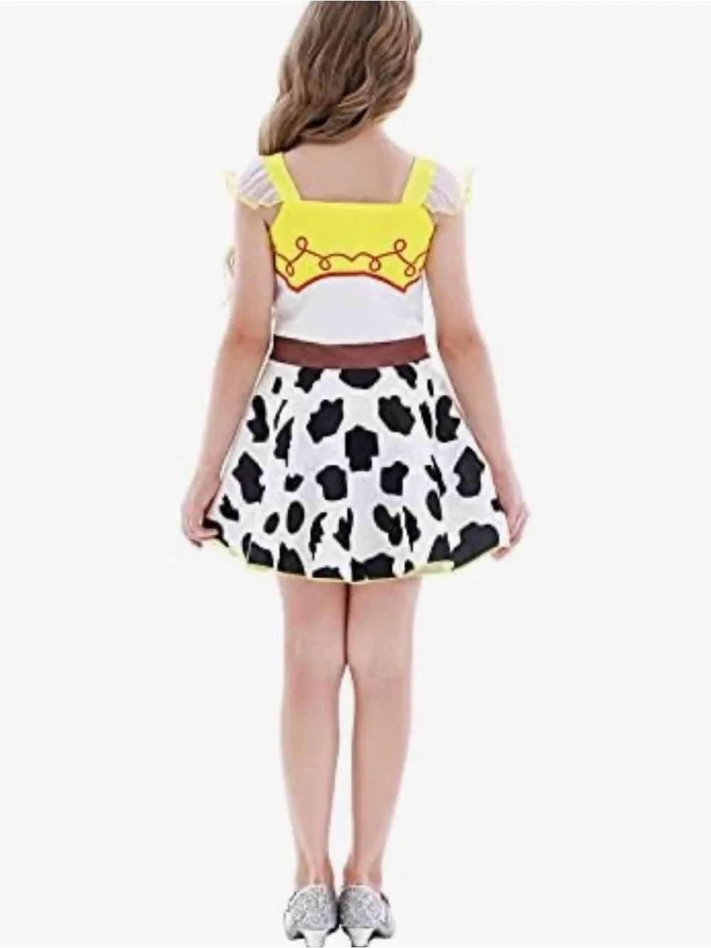 Cowprint Sheriff-Inspired Dress in Yellow, Blue & White - Picture 5 of 14